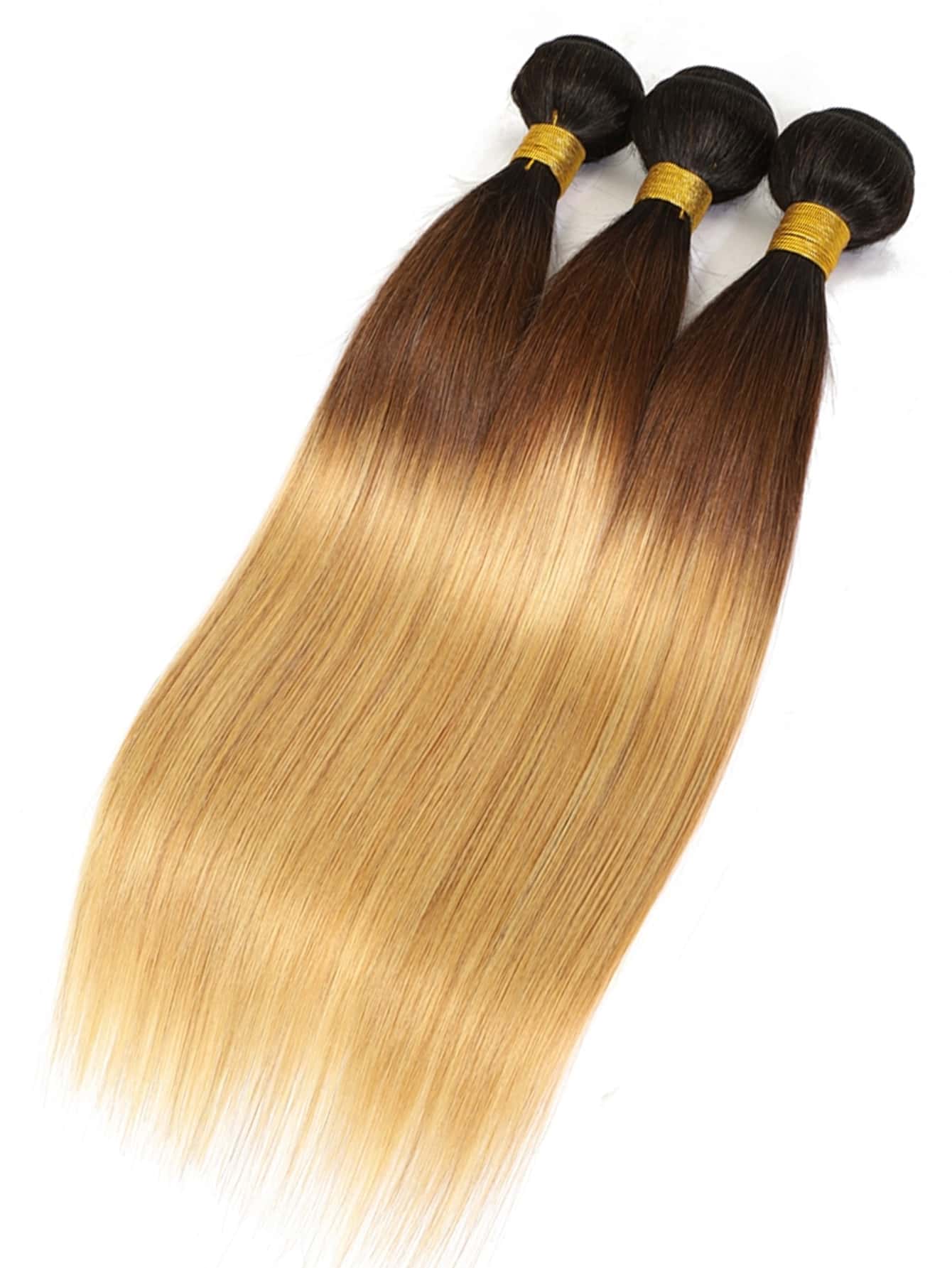 Ombre 3 Color 1B/4/27# Straight Virgin Human Hair Weave Bundles Smooth and Shiny Ombre Three Tone Color Hair Weft 100g