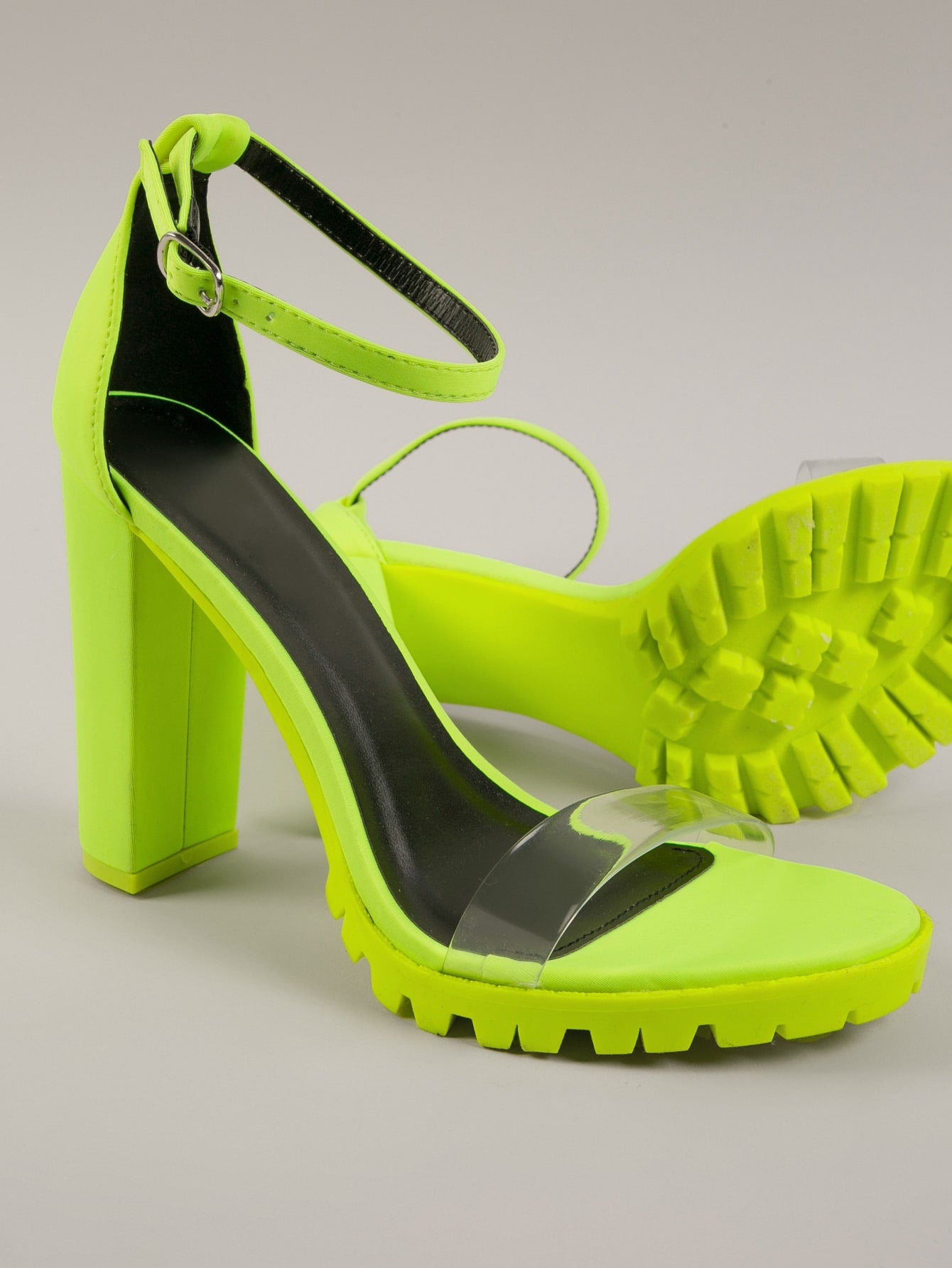 Retro Inspired Perspex Foot Strap High Heels
