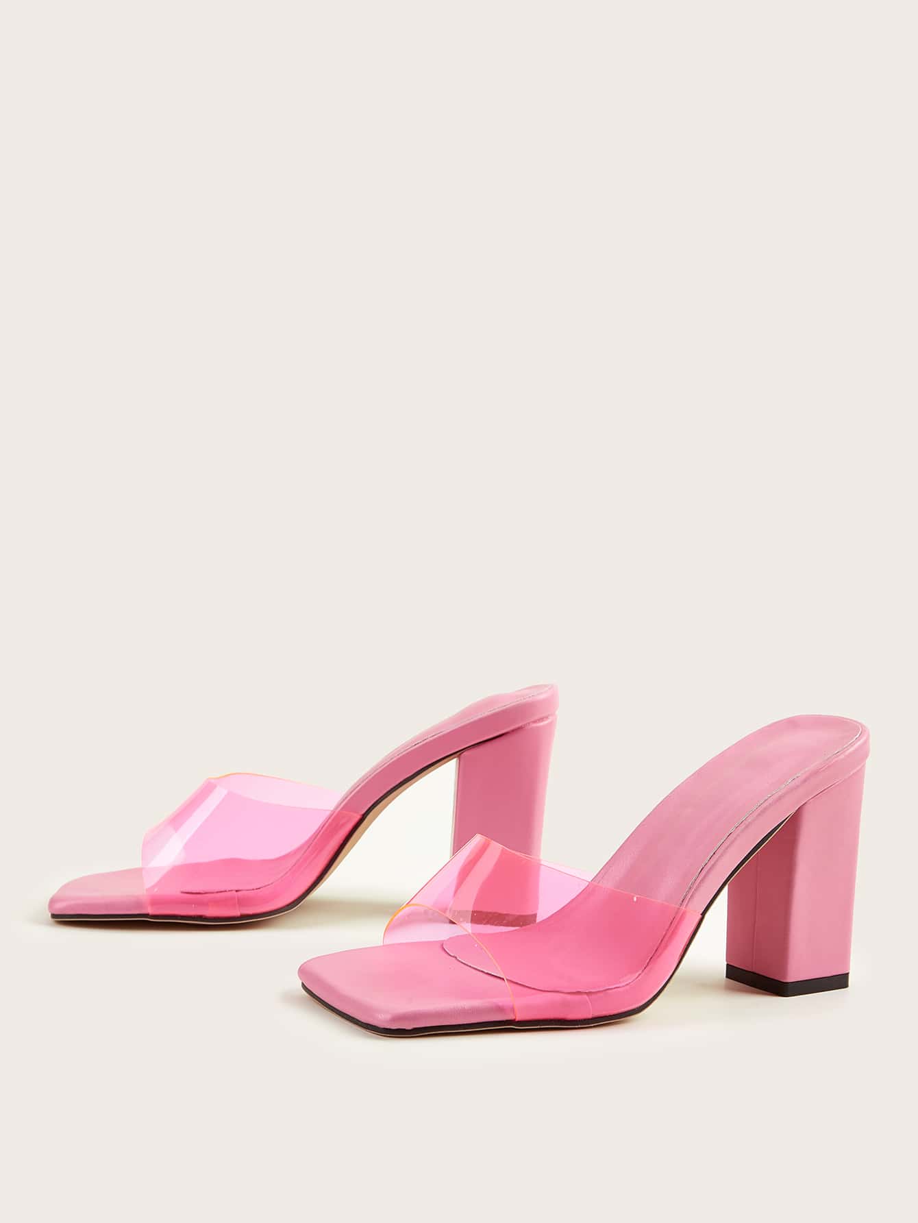 Women Minimalist Chunky Heeled Mule Sandals, Fashion Summer Heeled Sandals