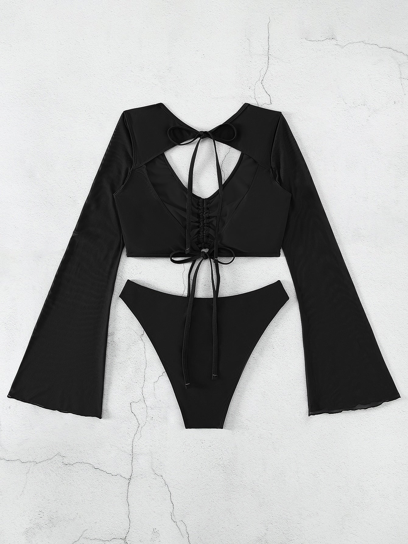 Swim Basics Drawstring Front Bikini Swimsuit