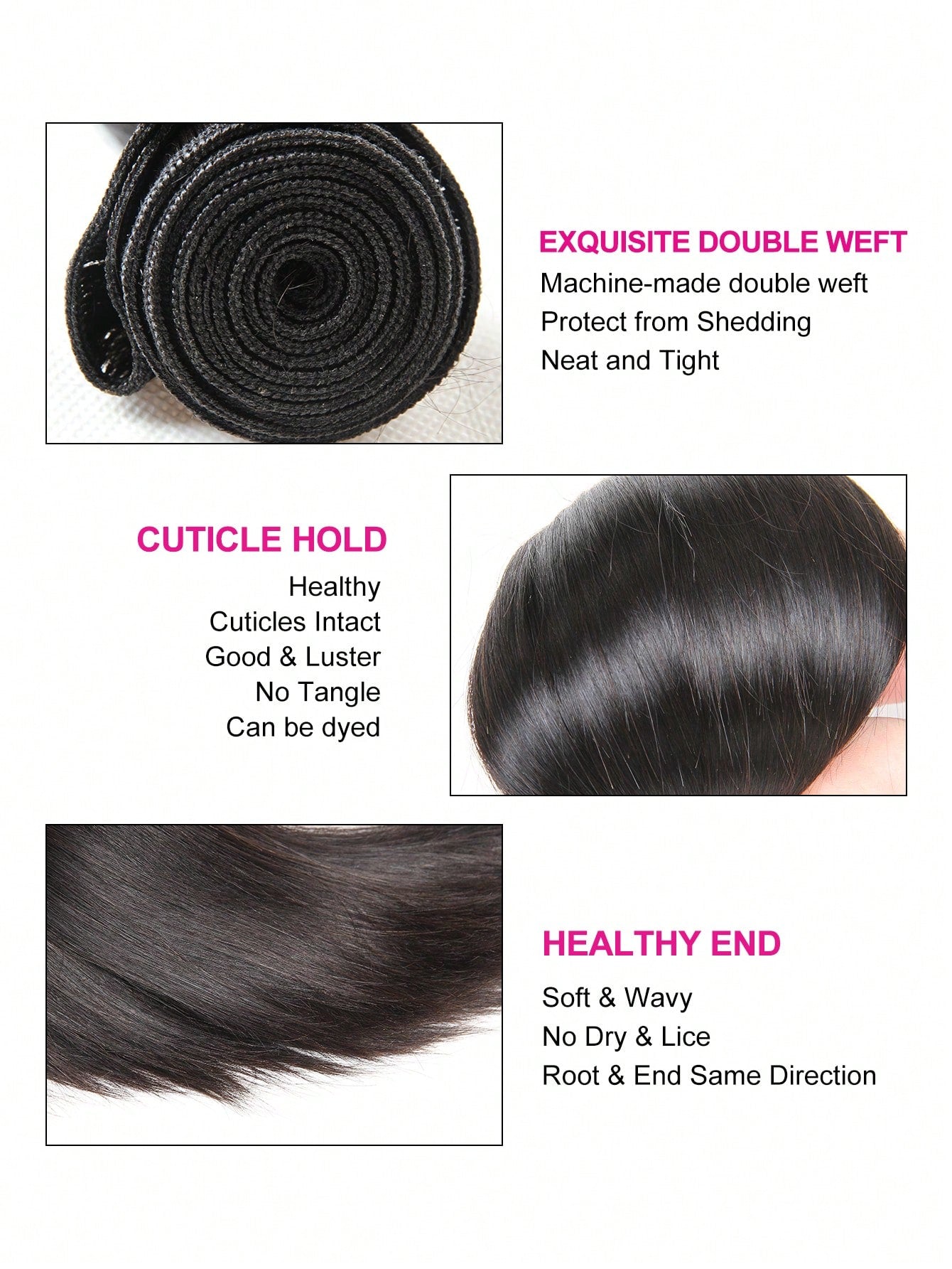 3pcs 12A Straight Hair Bundles Natural Color 8-30Inch Remy Human Hair Extensions For Women