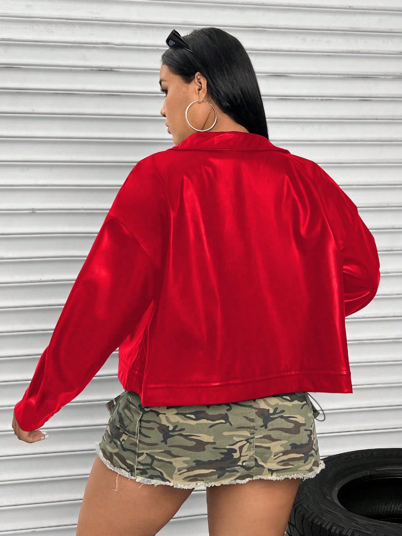 Coolane Plus Flap Pocket Drop Shoulder PU Leather Jacket