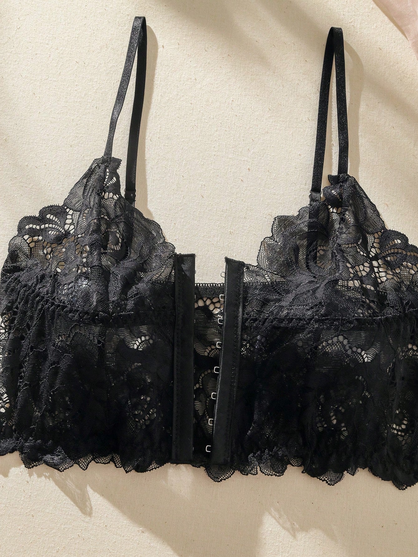 Floral Lace Hook And Eye Lingerie Set