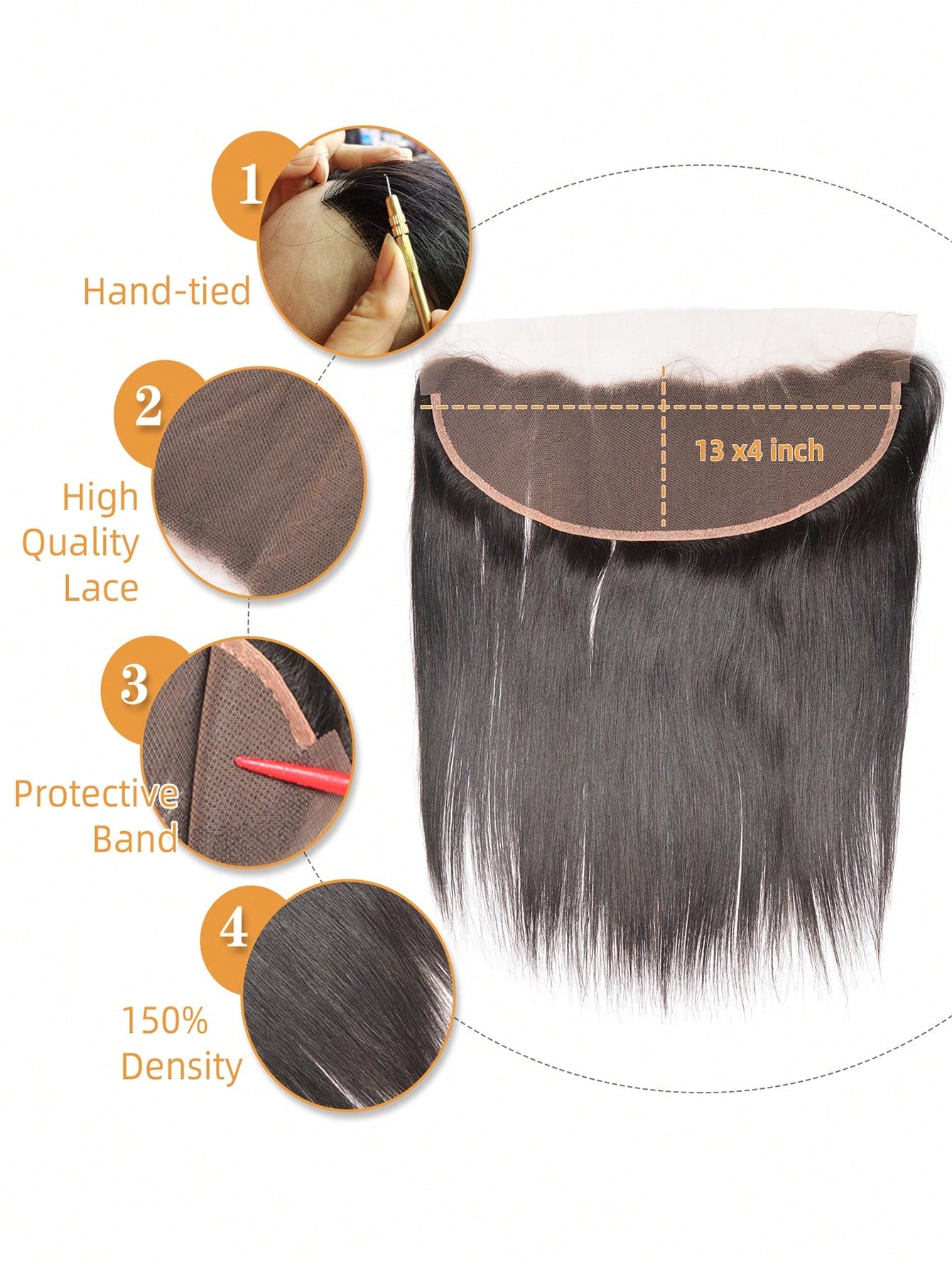 3pcs Straight Bundles With 13 X 4 Lace Frontal Natural Black Virgin Human Hair Hair Extension Human Hair Bundles Extension 30 Inch