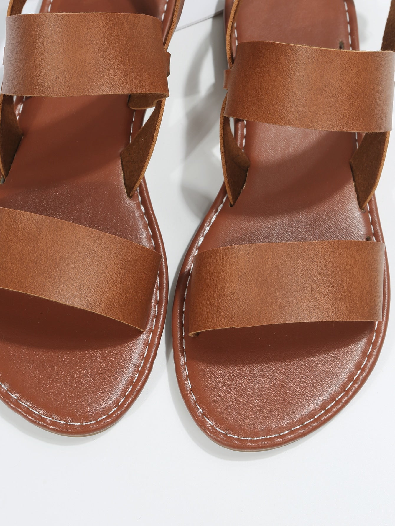 Casual Outdoors Comfy Sandals for Women, Twin Strap Plain Artificial Leather Open Toe Ankle Strap Sandals