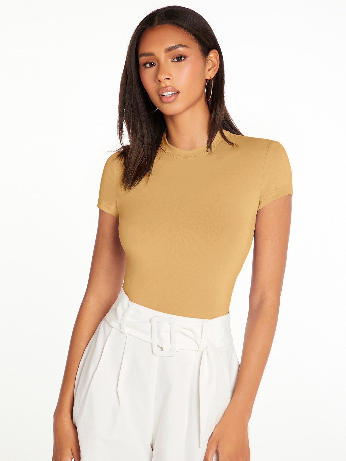 BASICS 1pc Solid Form Fitted Tee