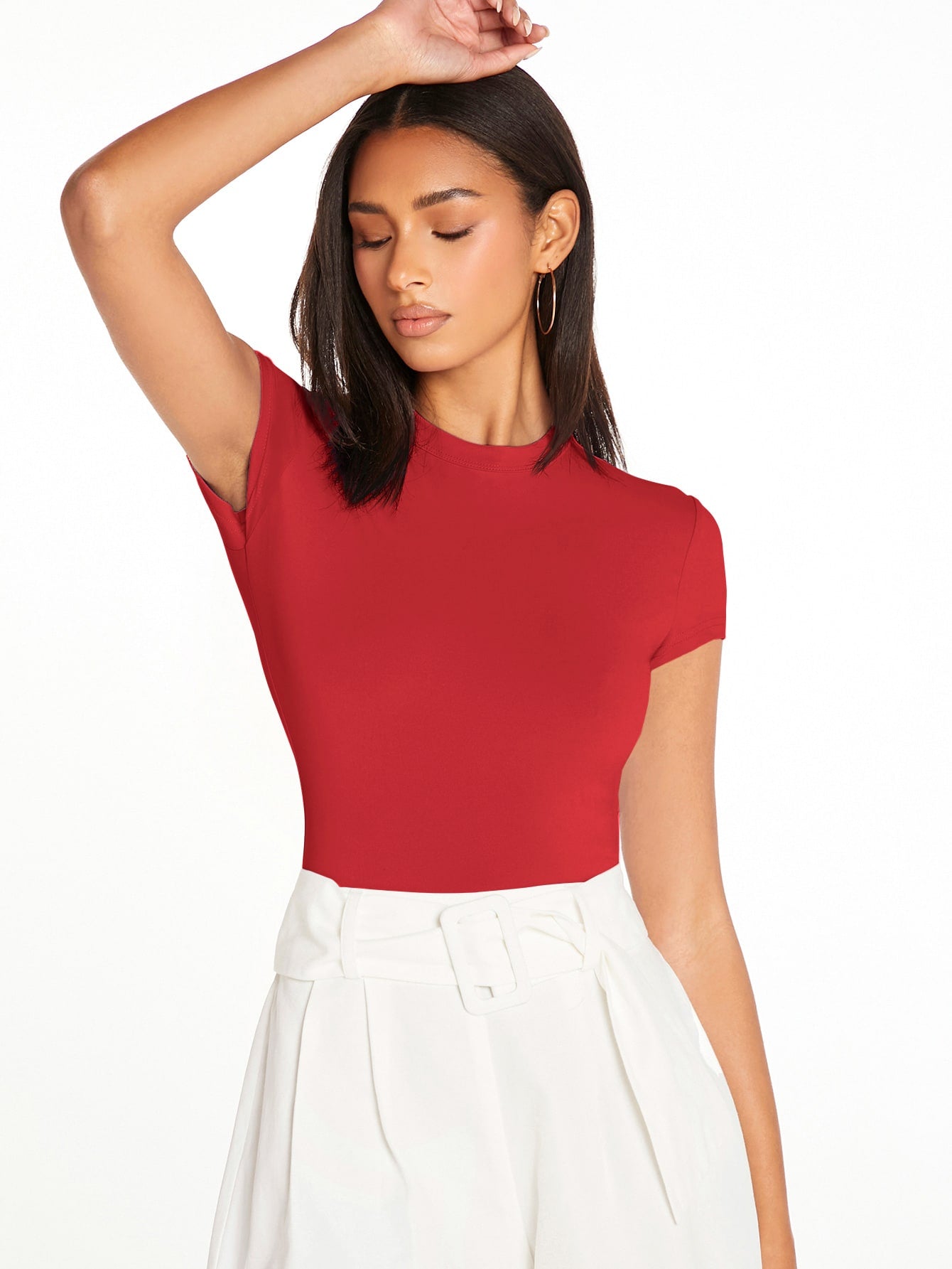 BASICS 1pc Solid Form Fitted Tee