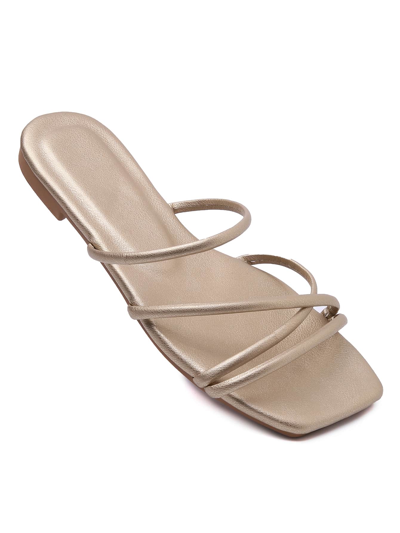 Women Minimalist Thin Strap Slide Sandals, Elegant Summer Flat Sandals