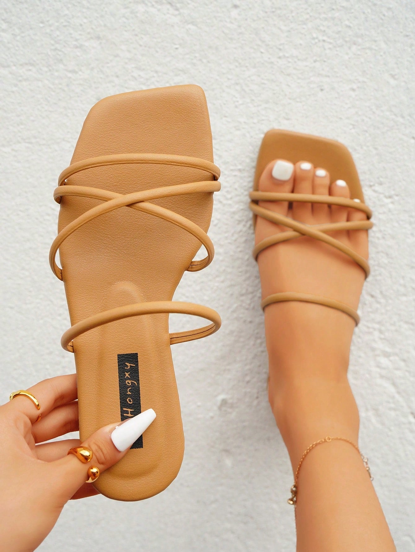 Women Minimalist Thin Strap Slide Sandals, Elegant Summer Flat Sandals