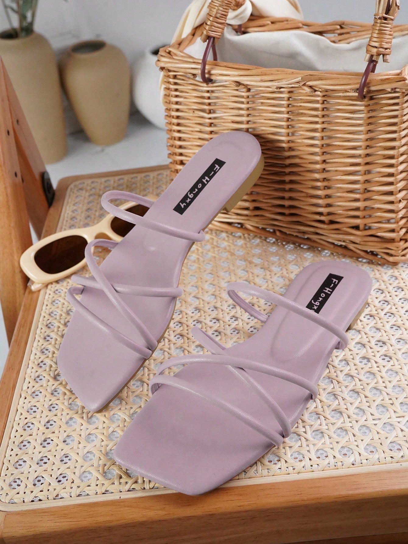 Women Minimalist Thin Strap Slide Sandals, Elegant Summer Flat Sandals