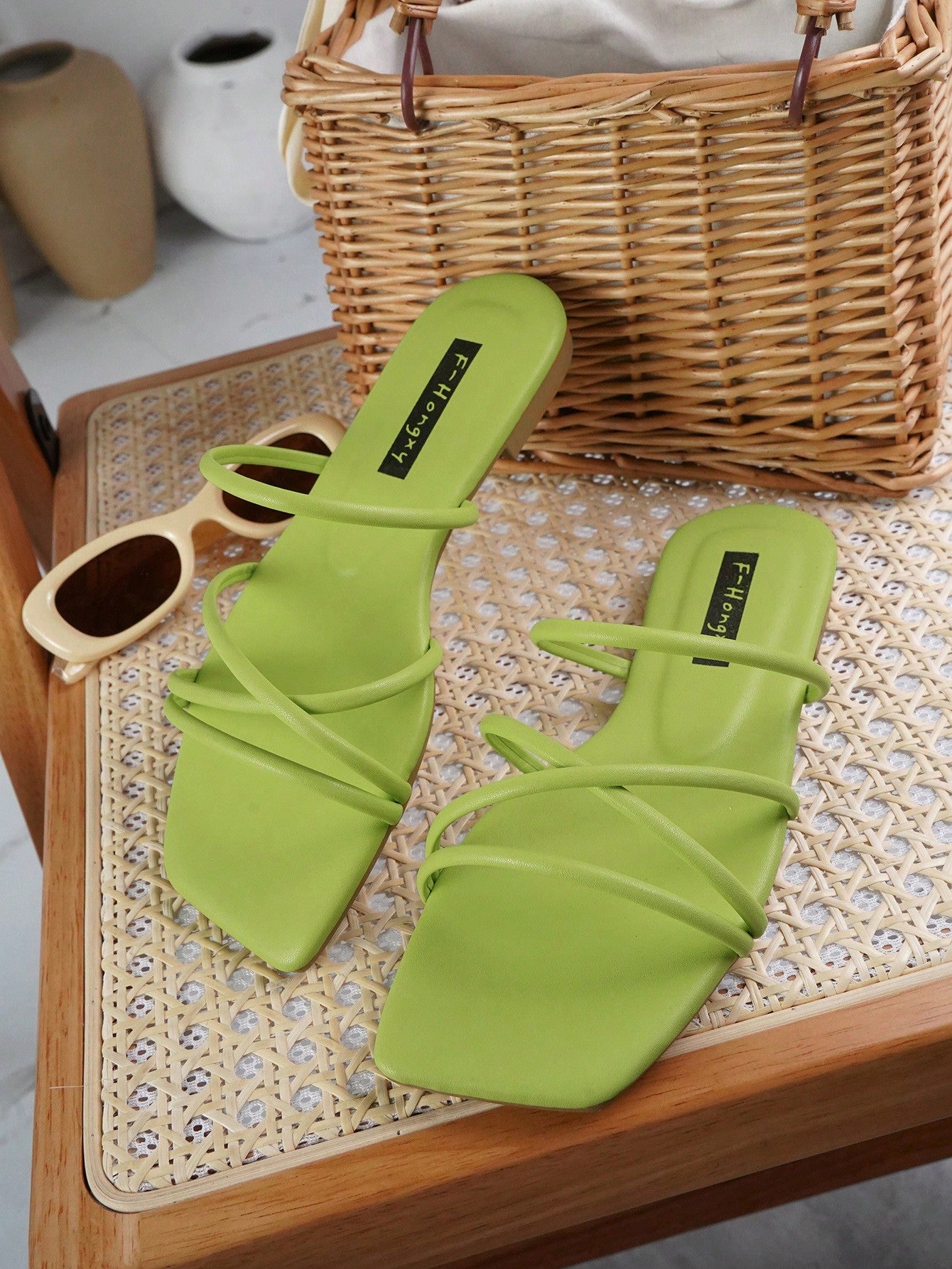 Women Minimalist Thin Strap Slide Sandals, Elegant Summer Flat Sandals