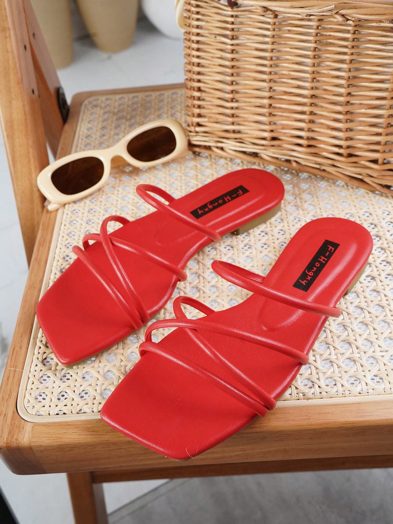 Women Minimalist Thin Strap Slide Sandals, Elegant Summer Flat Sandals