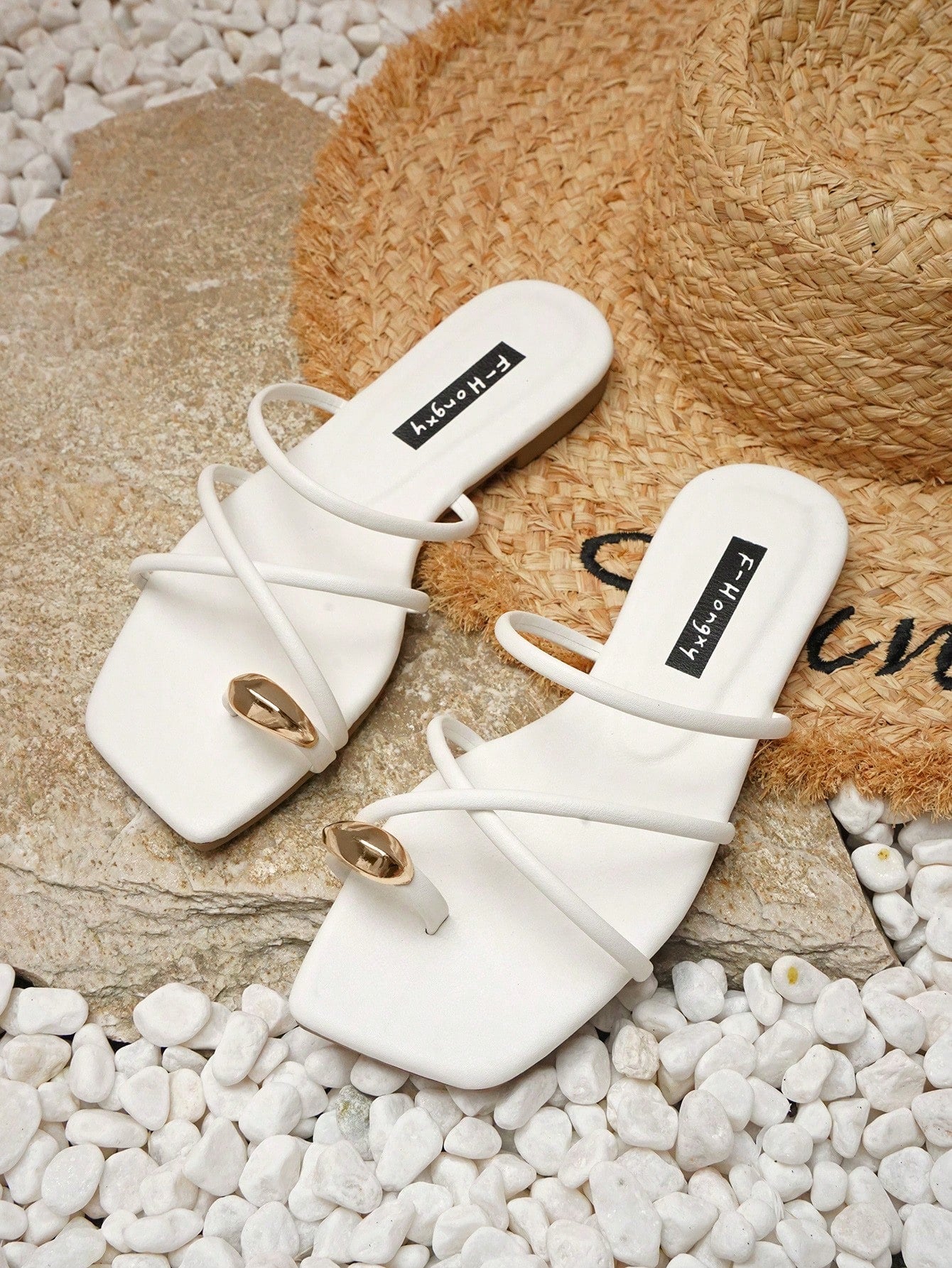 Women Minimalist Thin Strap Slide Sandals, Elegant Summer Flat Sandals