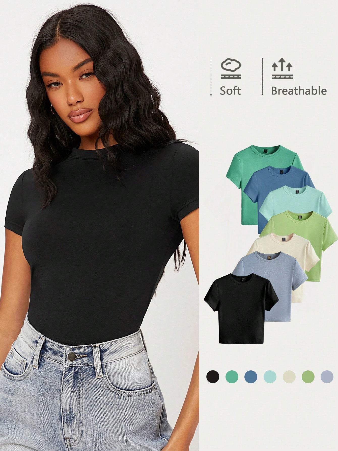 BASICS Solid Form Fitted Tee