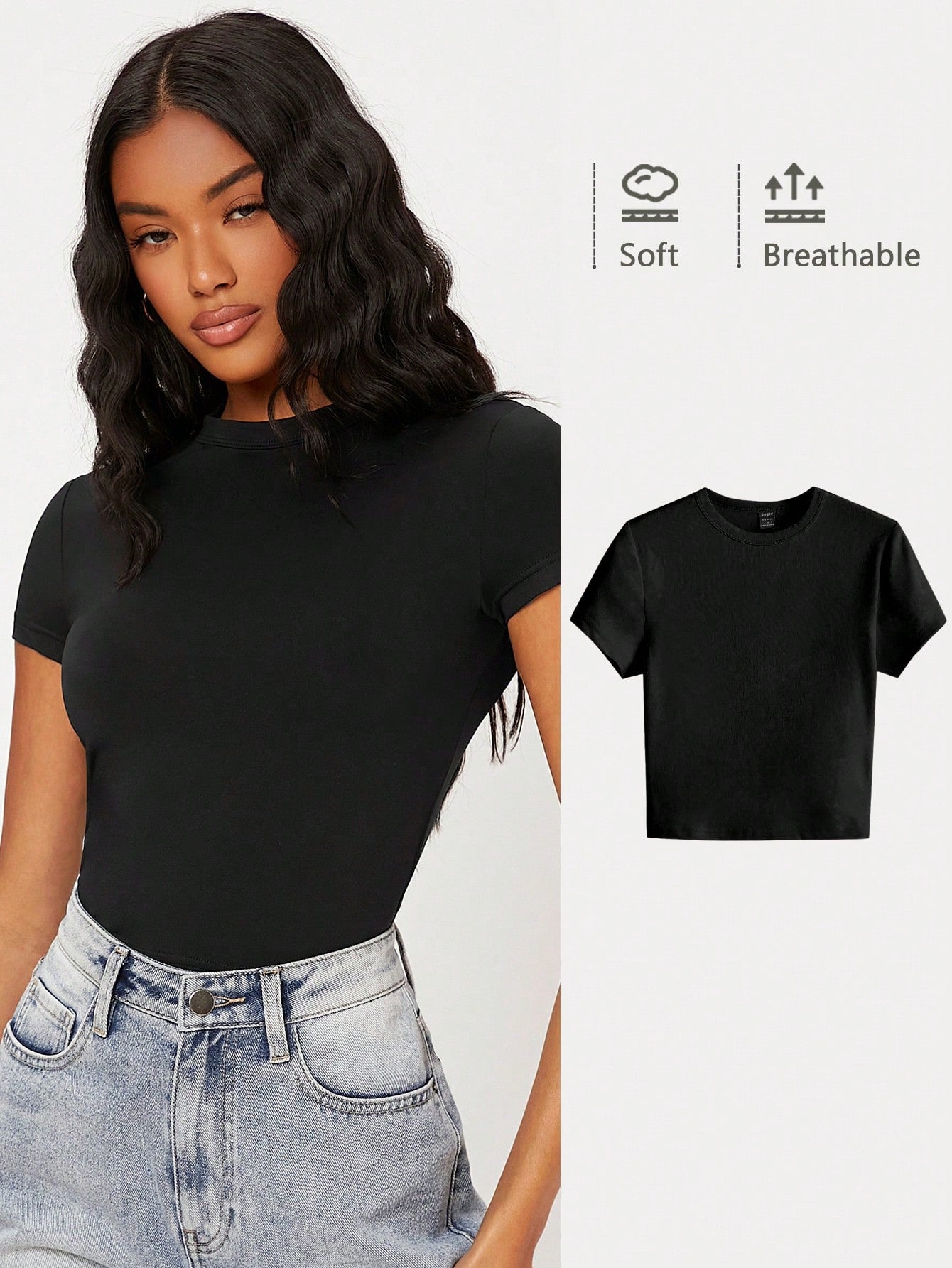 BASICS 1pc Solid Form Fitted Tee