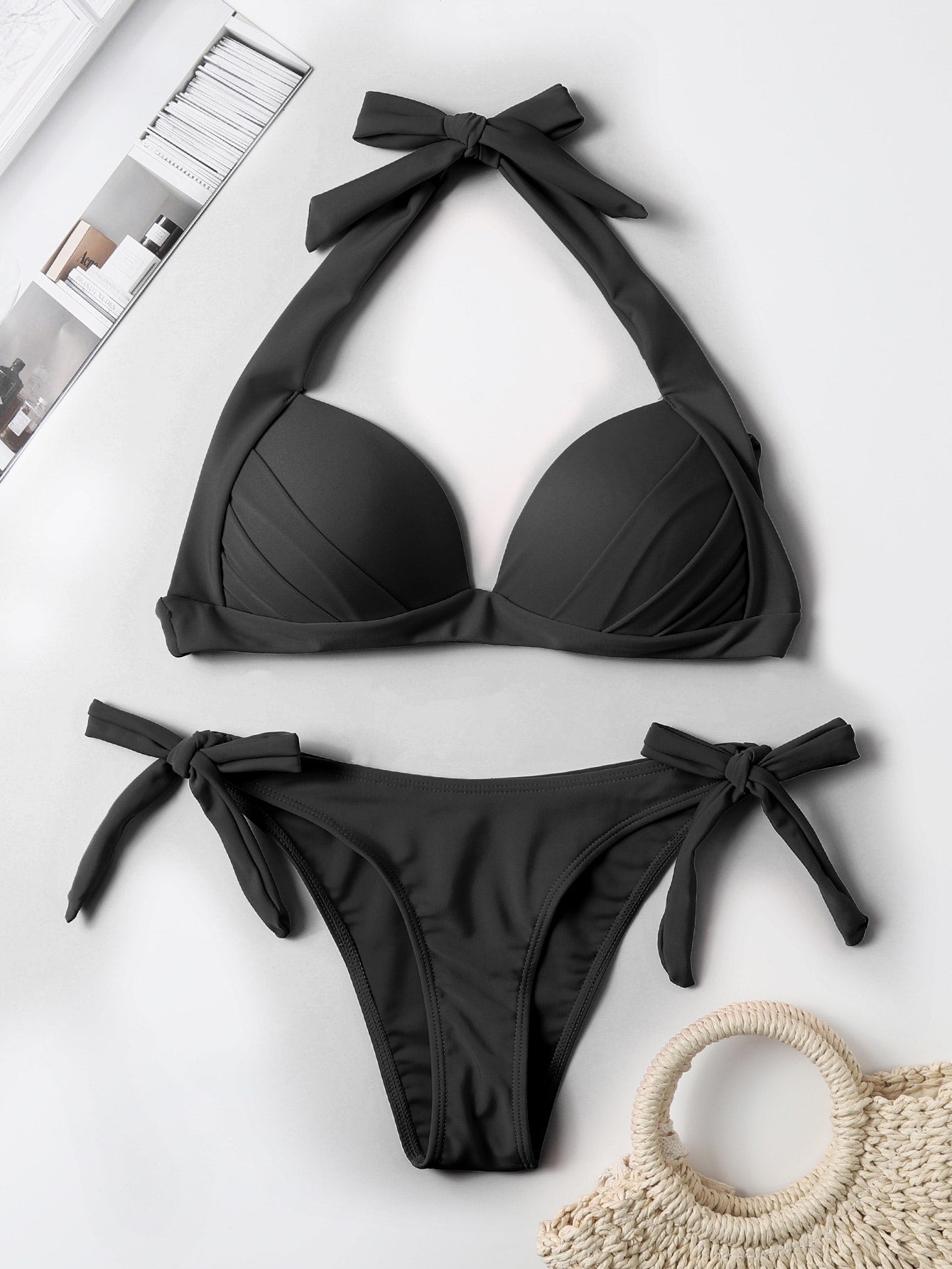 Swim Basics Halter Tie Side Bikini Swimsuit