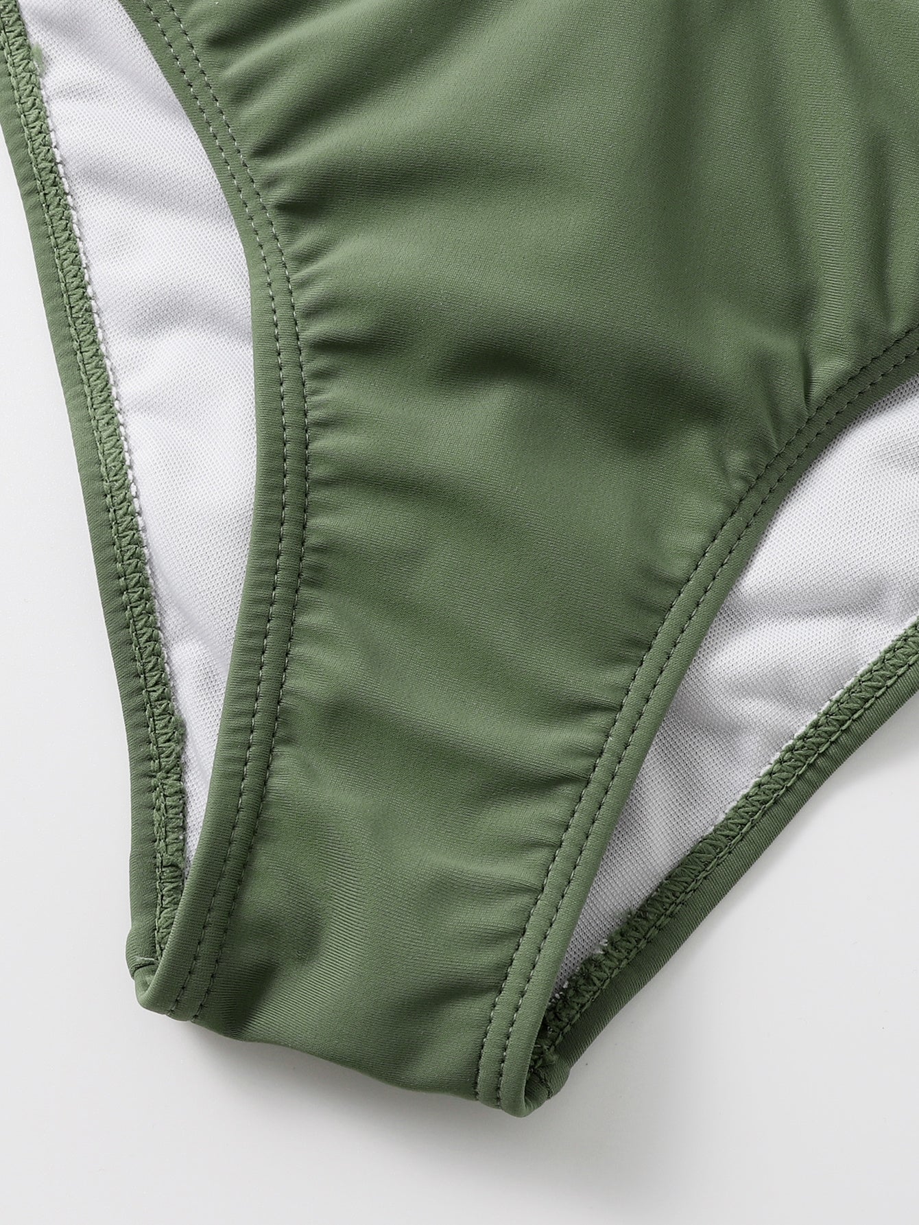 Swim Basics Mono Bikini Set Lace Up Backless Wireless Bra Top & Scrunch Butt Cheeky Bikini Bottom 2 Piece Bathing Suit