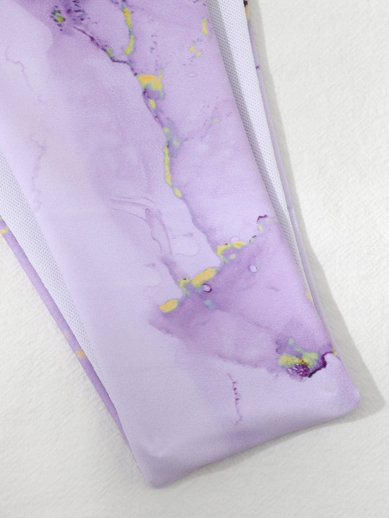 Swim Vcay Marble Print Bikini Set Halter Micro Triangle Bra Top & Thong & Cover Up Skirt 3 Piece Bathing Suit