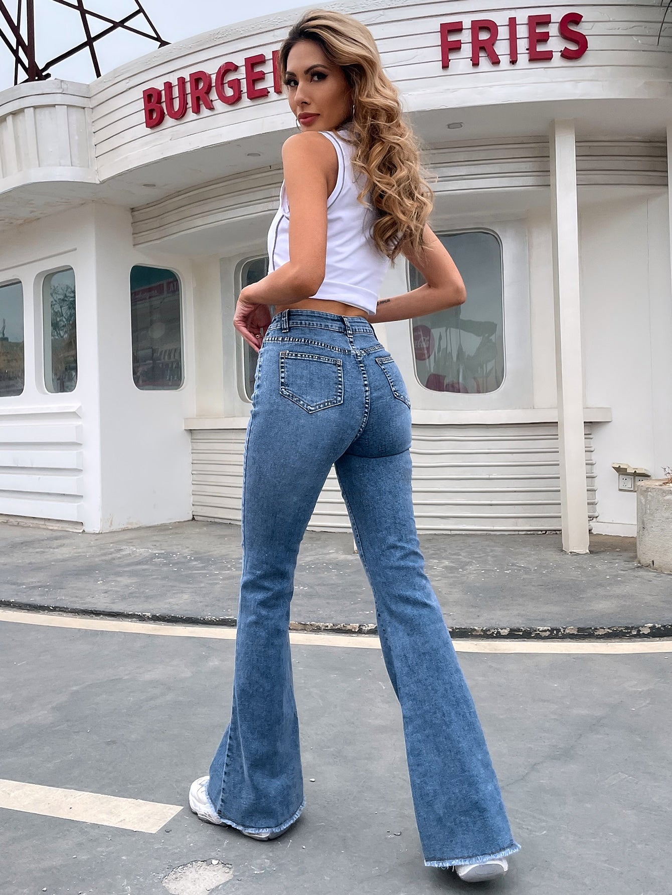 Frenchy High-rise Raw Hem Flare Jeans