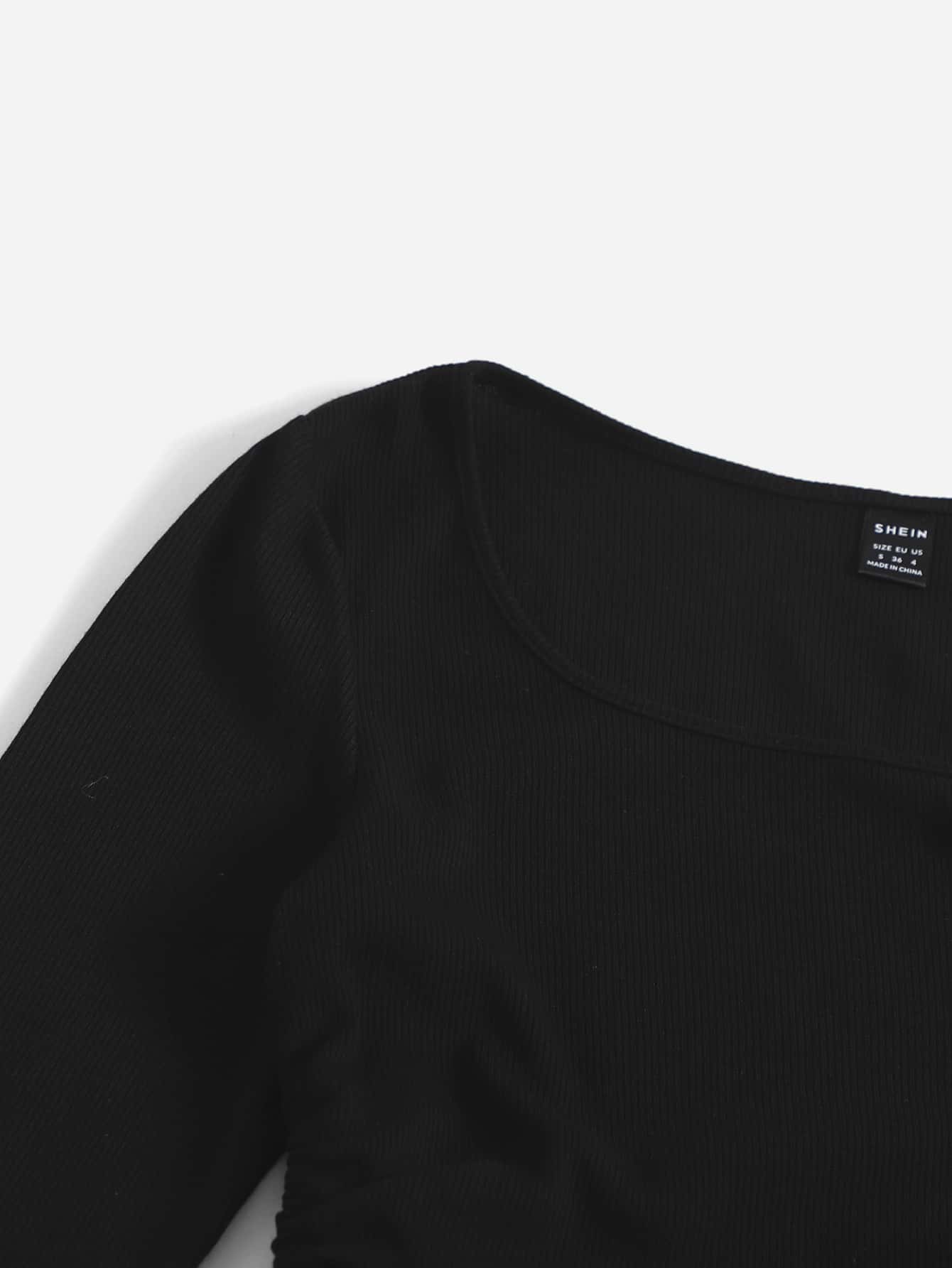 EZwear Scoop Neck Drawstring Side Bodycon Dress