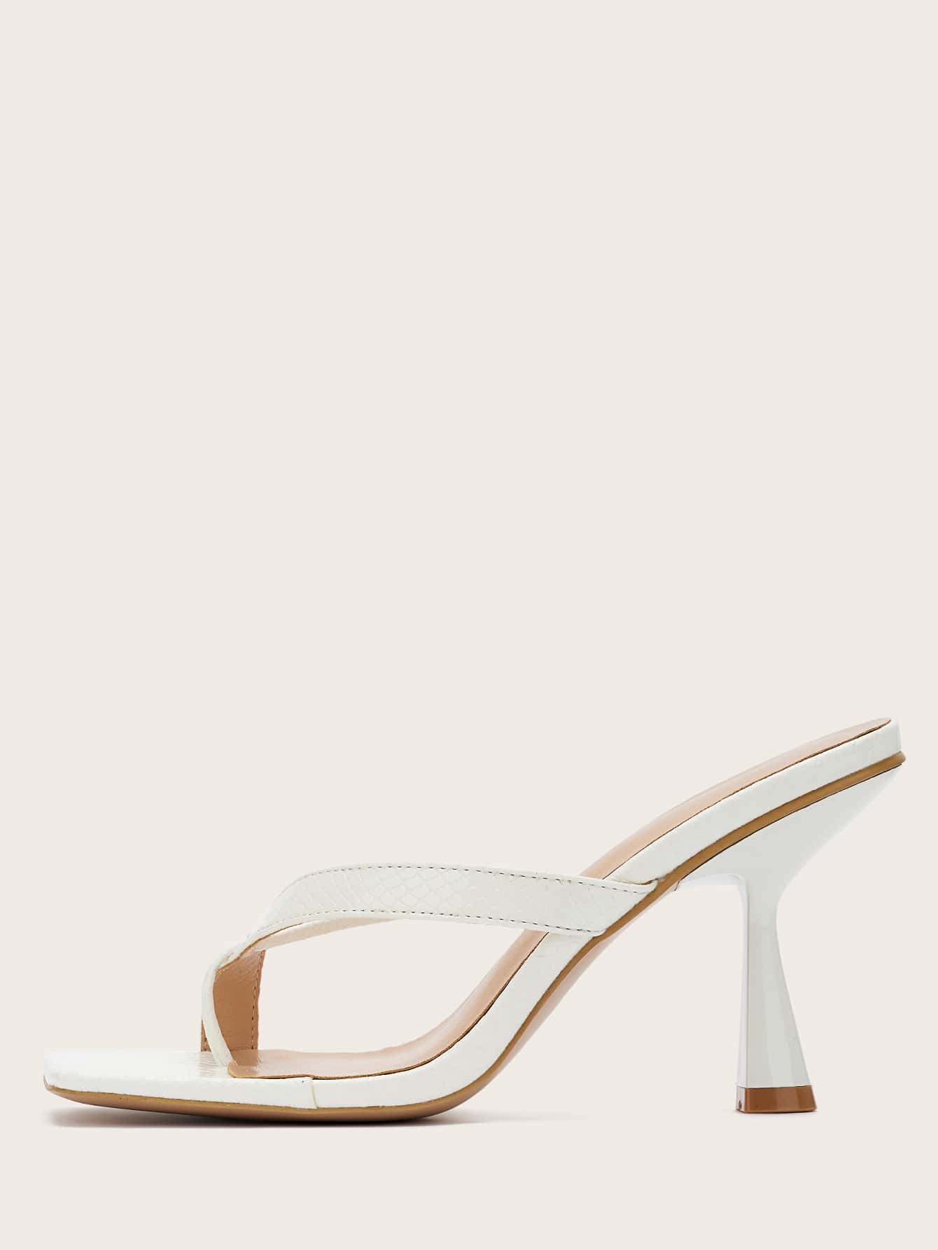 Women Minimalist Pyramid Heeled Thong Sandals, Fashion Summer Heeled Sandals