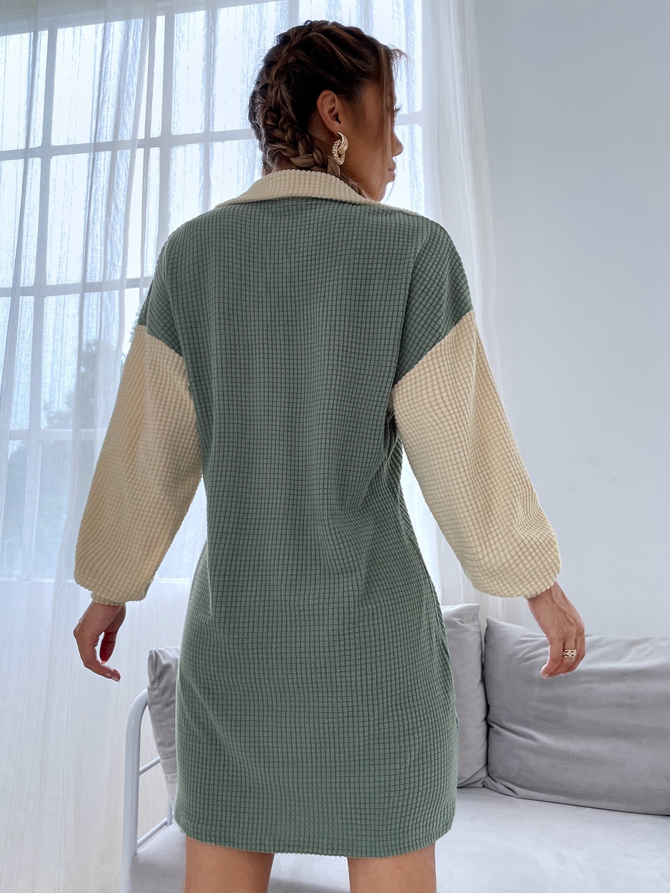 Two Tone Drop Shoulder Dress