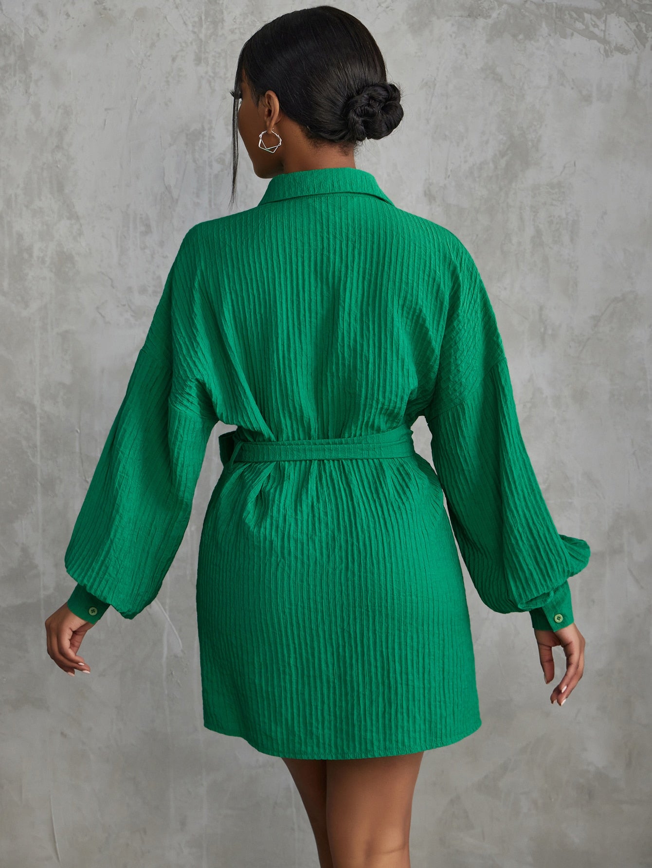 Slayr Drop Shoulder Belted Shirt Dress