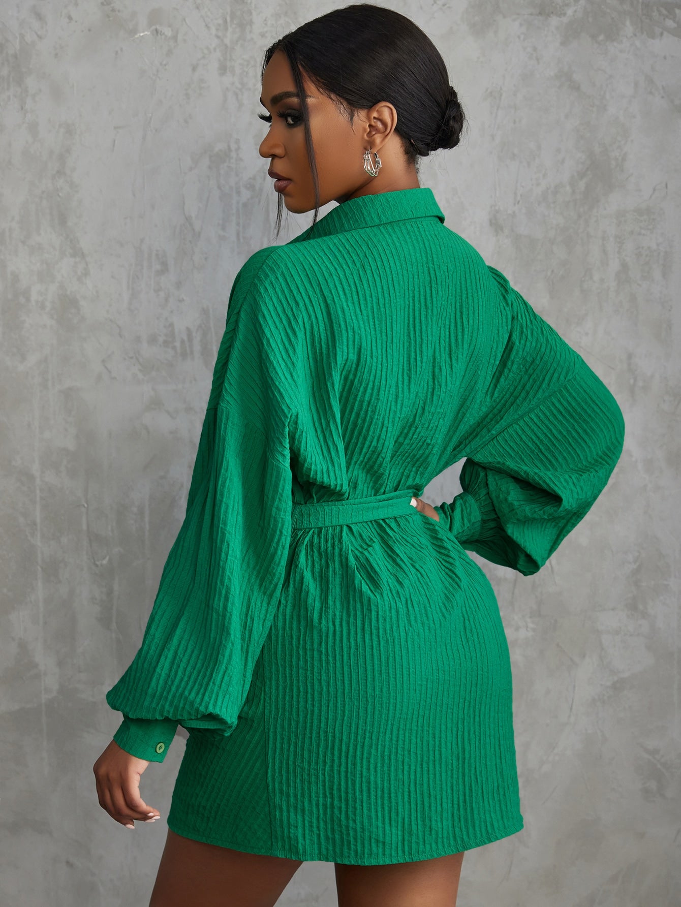 Slayr Drop Shoulder Belted Shirt Dress