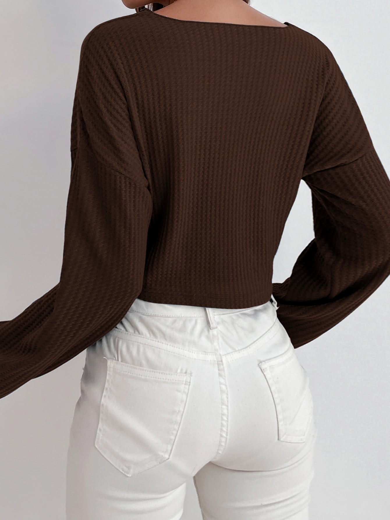 Essnce Drop Shoulder Waffle Knit Tee