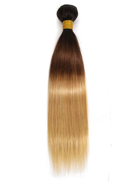 Ombre 3 Color 1B/4/27# Straight Virgin Human Hair Weave Bundles Smooth and Shiny Ombre Three Tone Color Hair Weft 100g