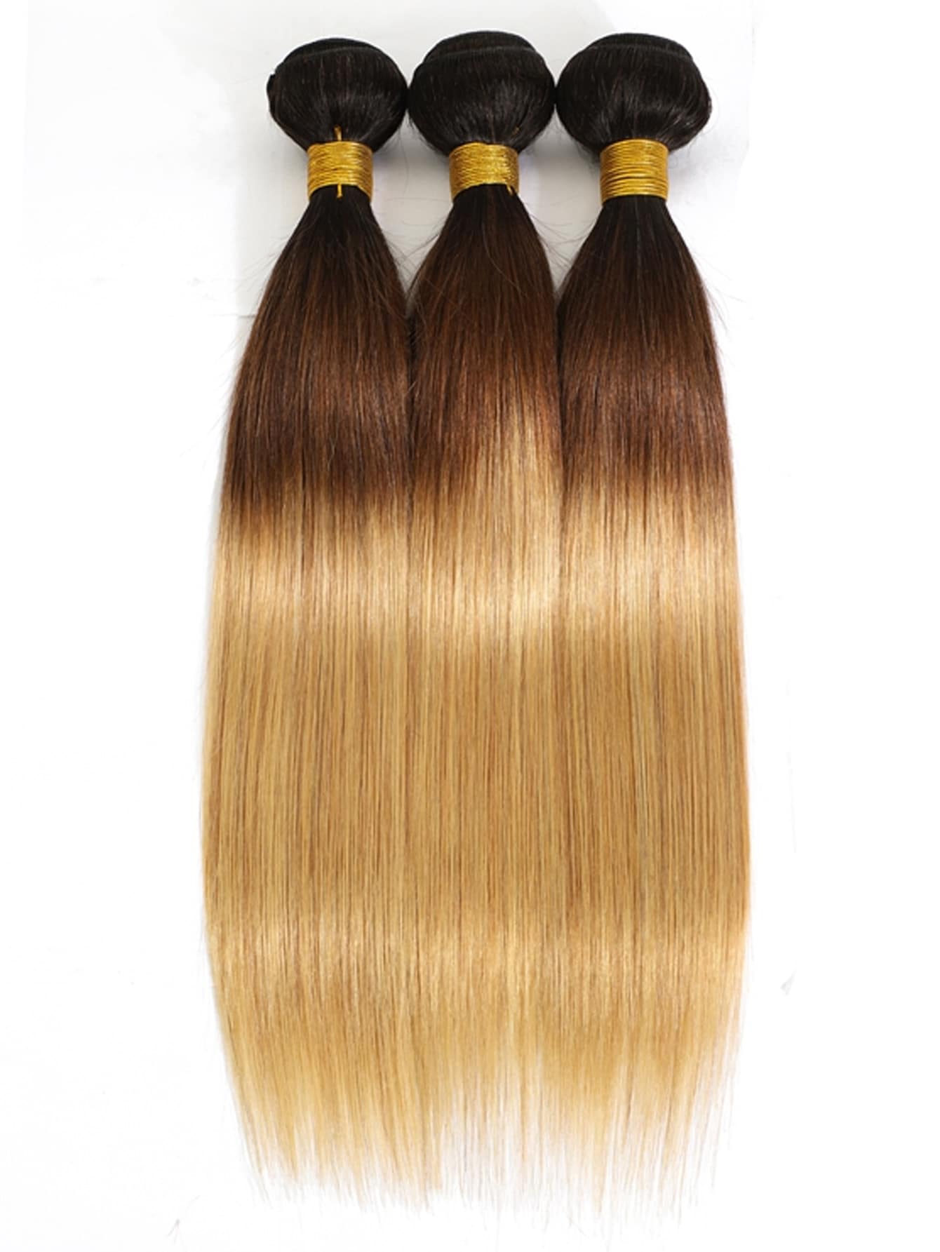 Ombre 3 Color 1B/4/27# Straight Virgin Human Hair Weave Bundles Smooth and Shiny Ombre Three Tone Color Hair Weft 100g