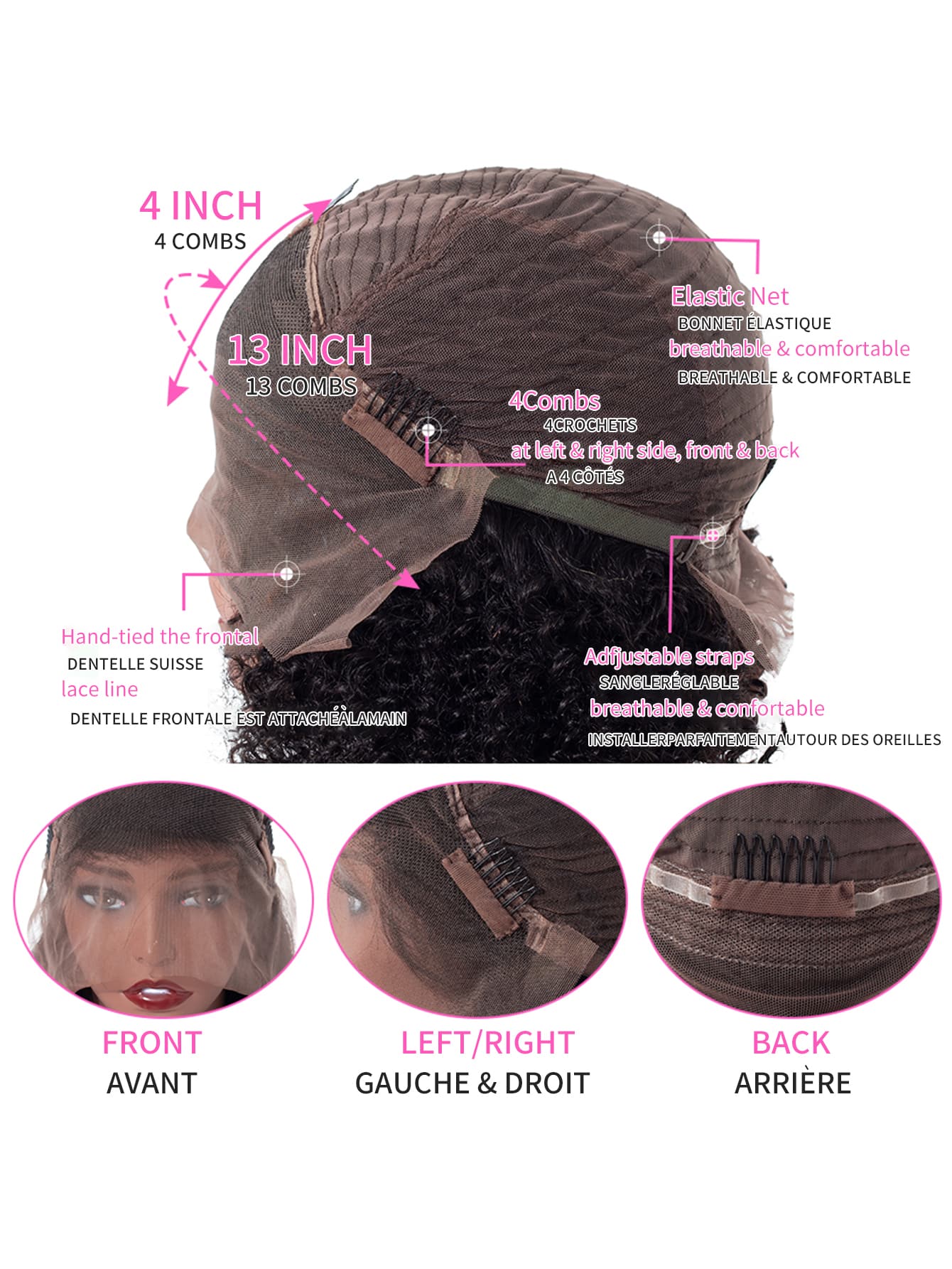 13*4 Lace Front 150% Long Curly Human Hair Wig