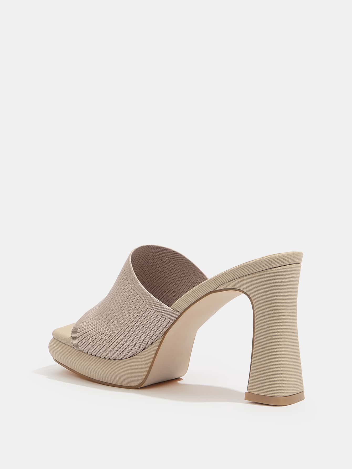 Everyday Collection Women Minimalist Chunky Heeled Mule Sandals, Elegant Summer Heeled Sandals