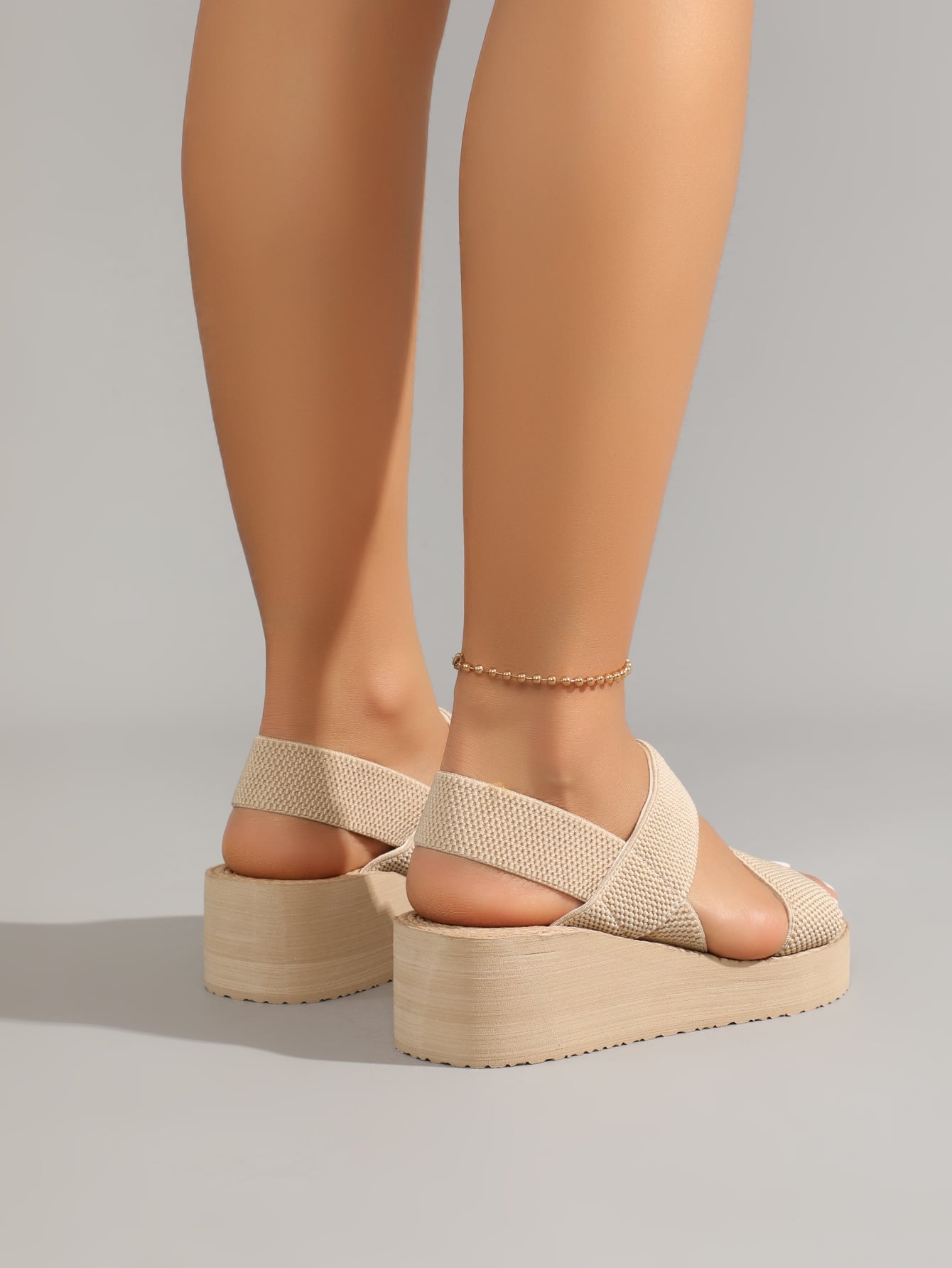 Women Minimalist Ankle Strap Slingback Wedge Sandals