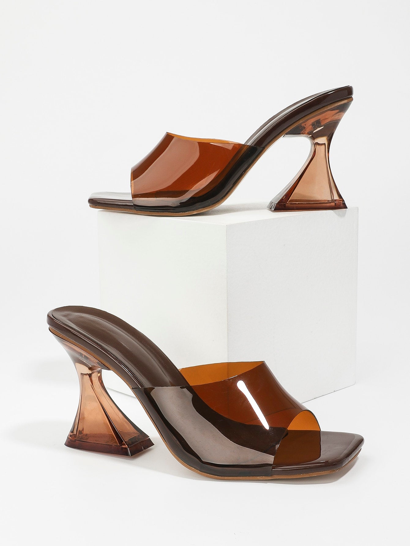 Women Crocodile Embossed Sculptural Heeled Mule Sandals, Elegant Outdoor Heeled Sandals