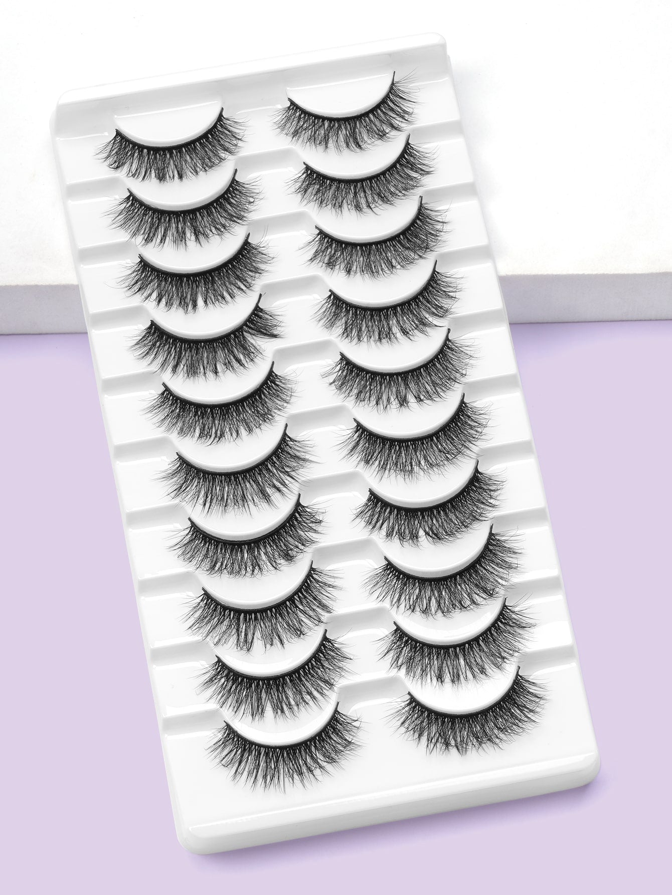 10pairs Natural False Eyelashes & 4pcs Tool Set