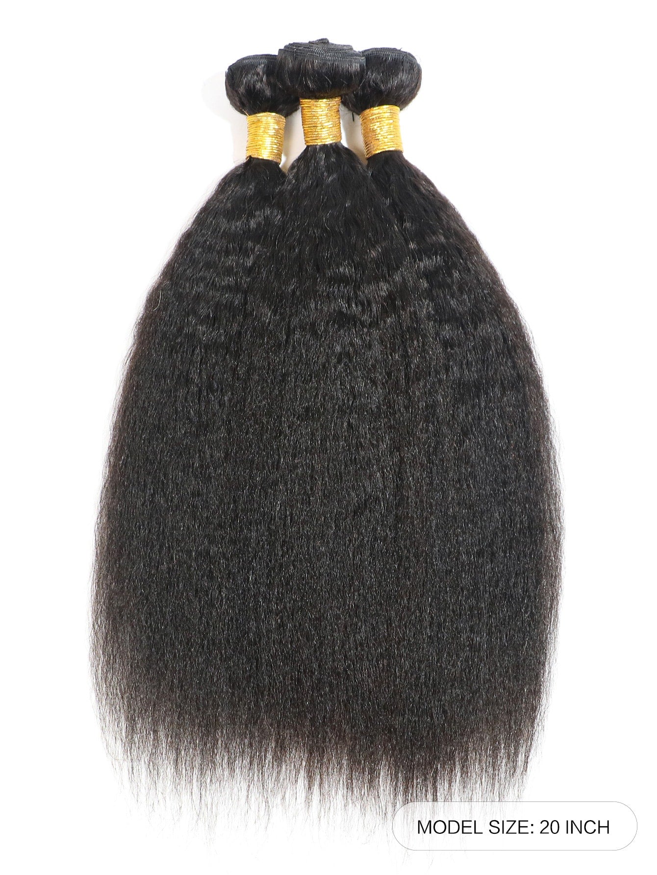 3pcs Yaki Straight Bundles Human Hair 100% Unprocessed Virgin Human Hair Kinky Straight Wave 3 Bundles Hair Extensions for Women Natural Black Color