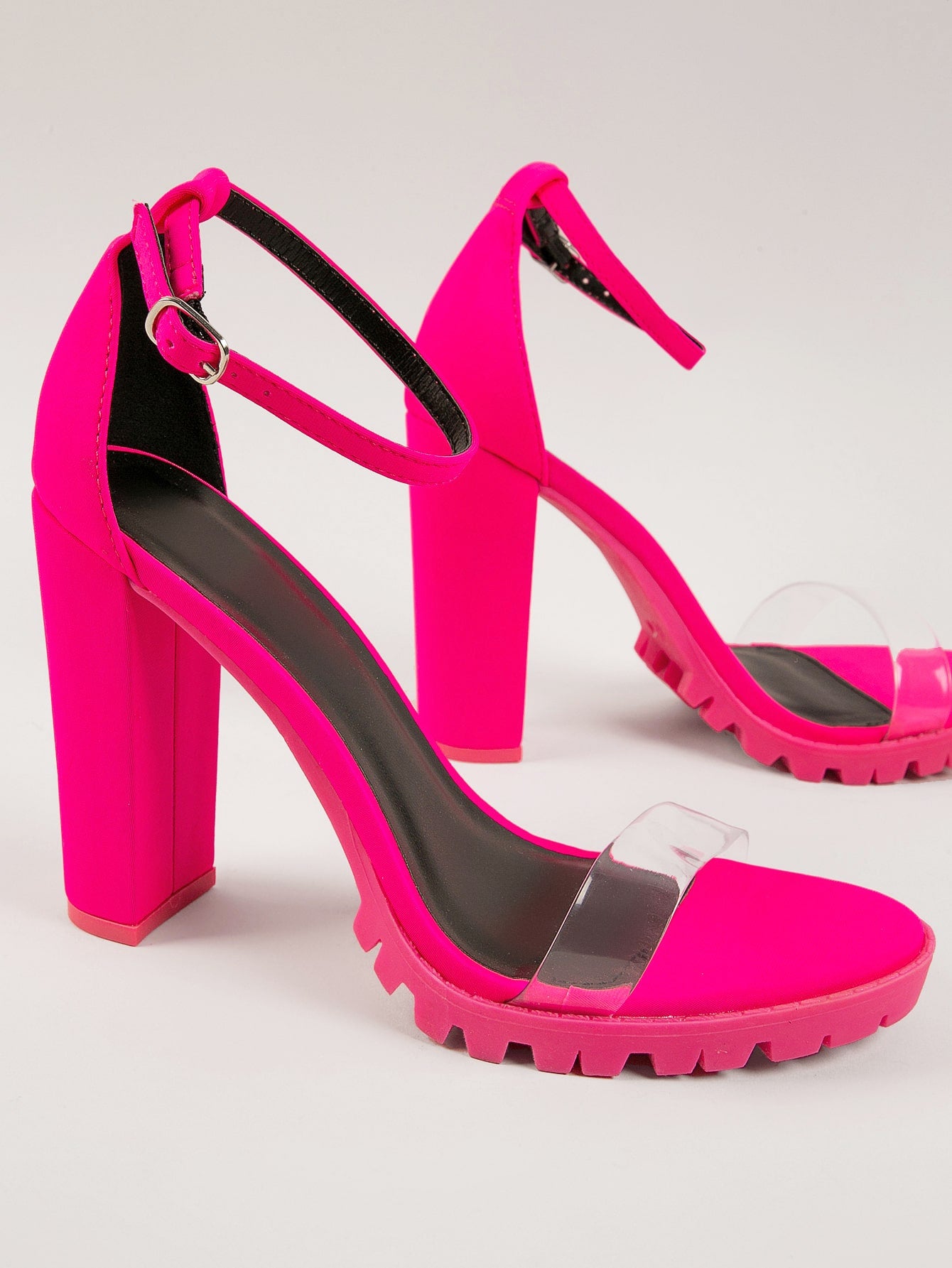 Retro Inspired Perspex Foot Strap High Heels