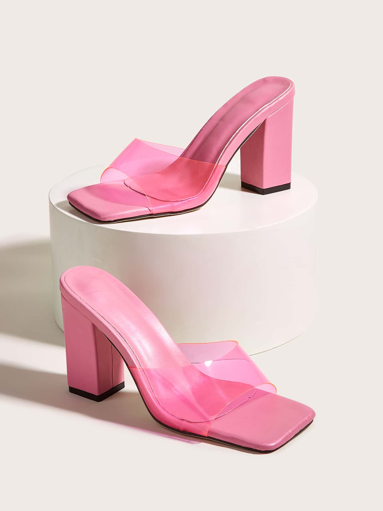 Women Minimalist Chunky Heeled Mule Sandals, Fashion Summer Heeled Sandals