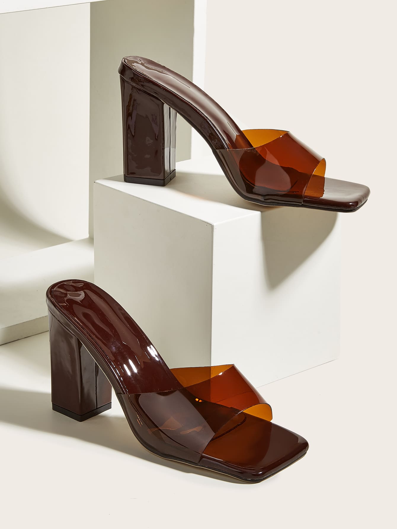 Women Minimalist Chunky Heeled Mule Sandals, Fashion Summer Heeled Sandals