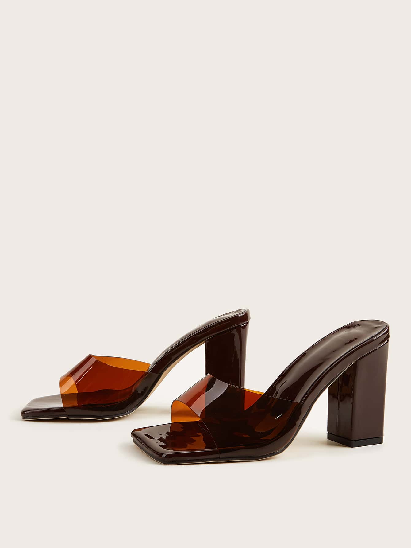 Women Minimalist Chunky Heeled Mule Sandals, Fashion Summer Heeled Sandals