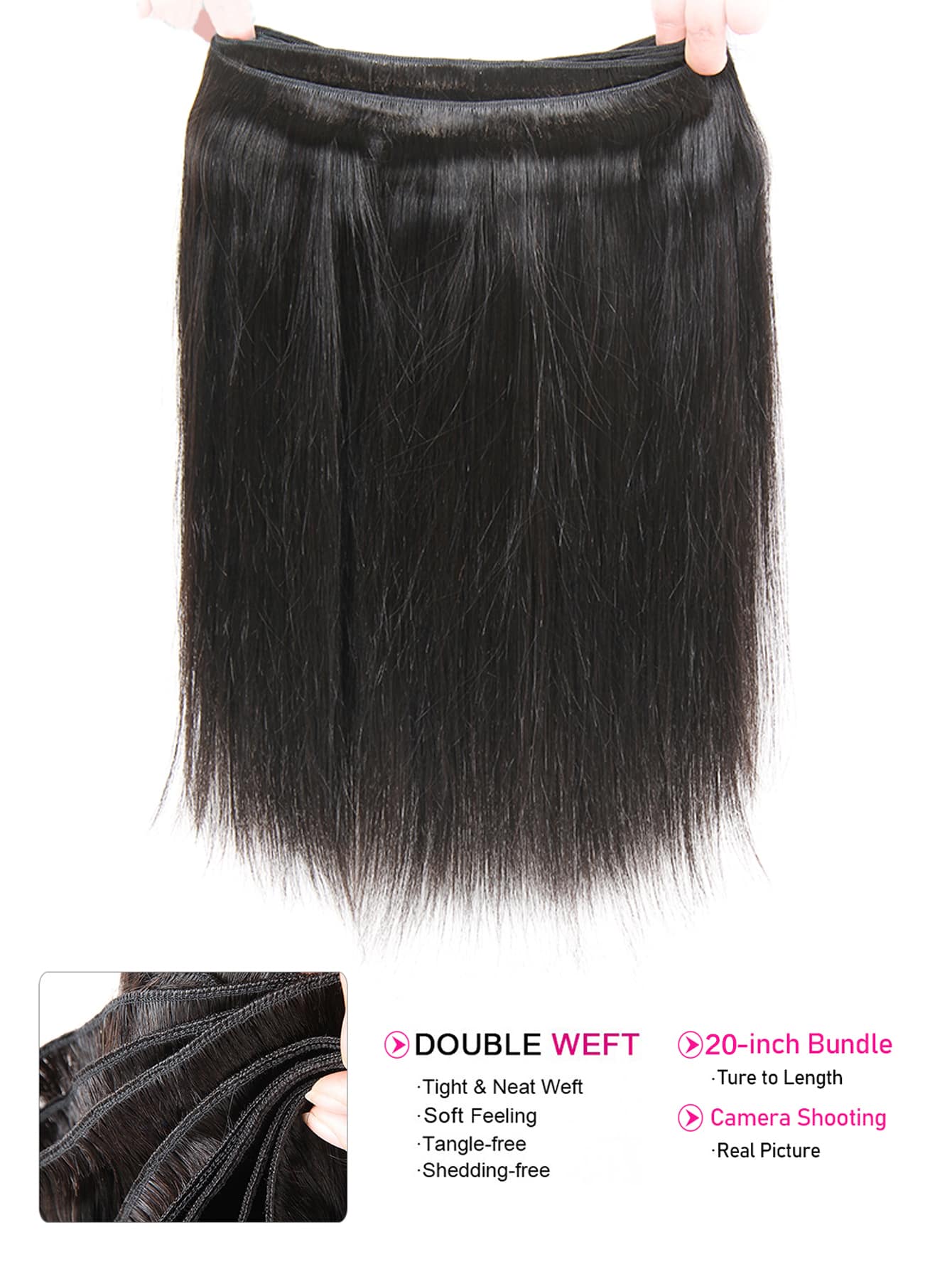 Virgin Hair Bundle Silky Straight Natural Black Color Cuticle Aligned One Hair Donor Virgin Human Hair Weave
