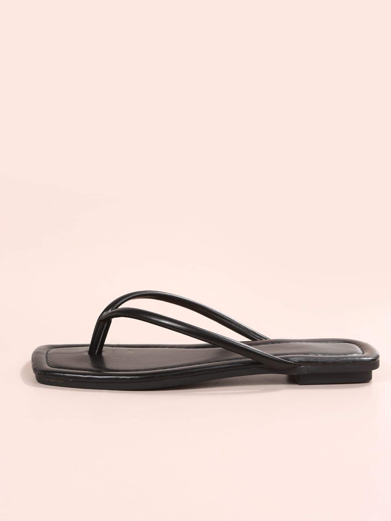Women Black Minimalist Thong Flat Sandals, Toe Post Fashionable Sandals