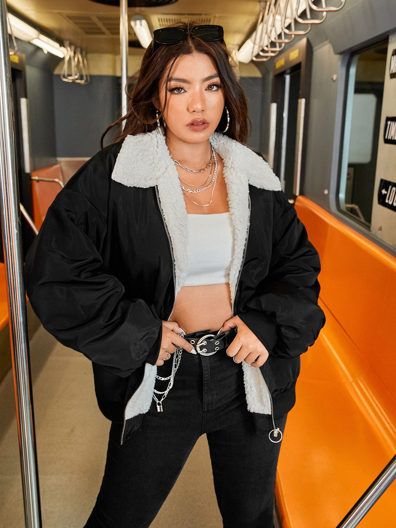 EZwear Plus Teddy Lined Drop Shoulder Jacket