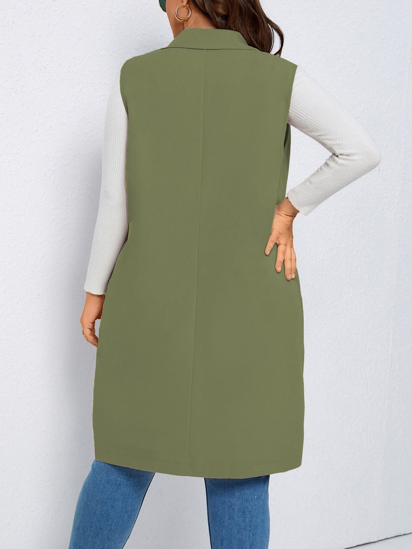 LUNE Plus Lapel Neck Single Button Vest Coat