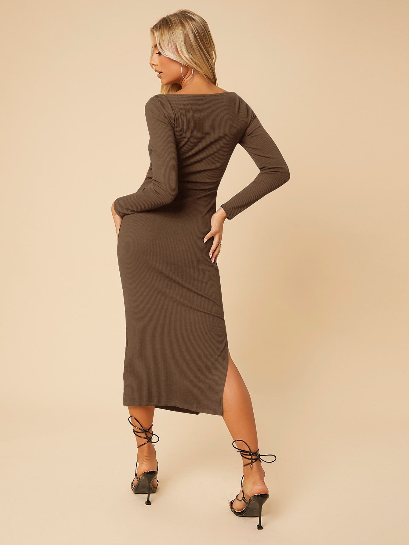 PETITE Split Hem Sweetheart Neckline Bodycon Dress