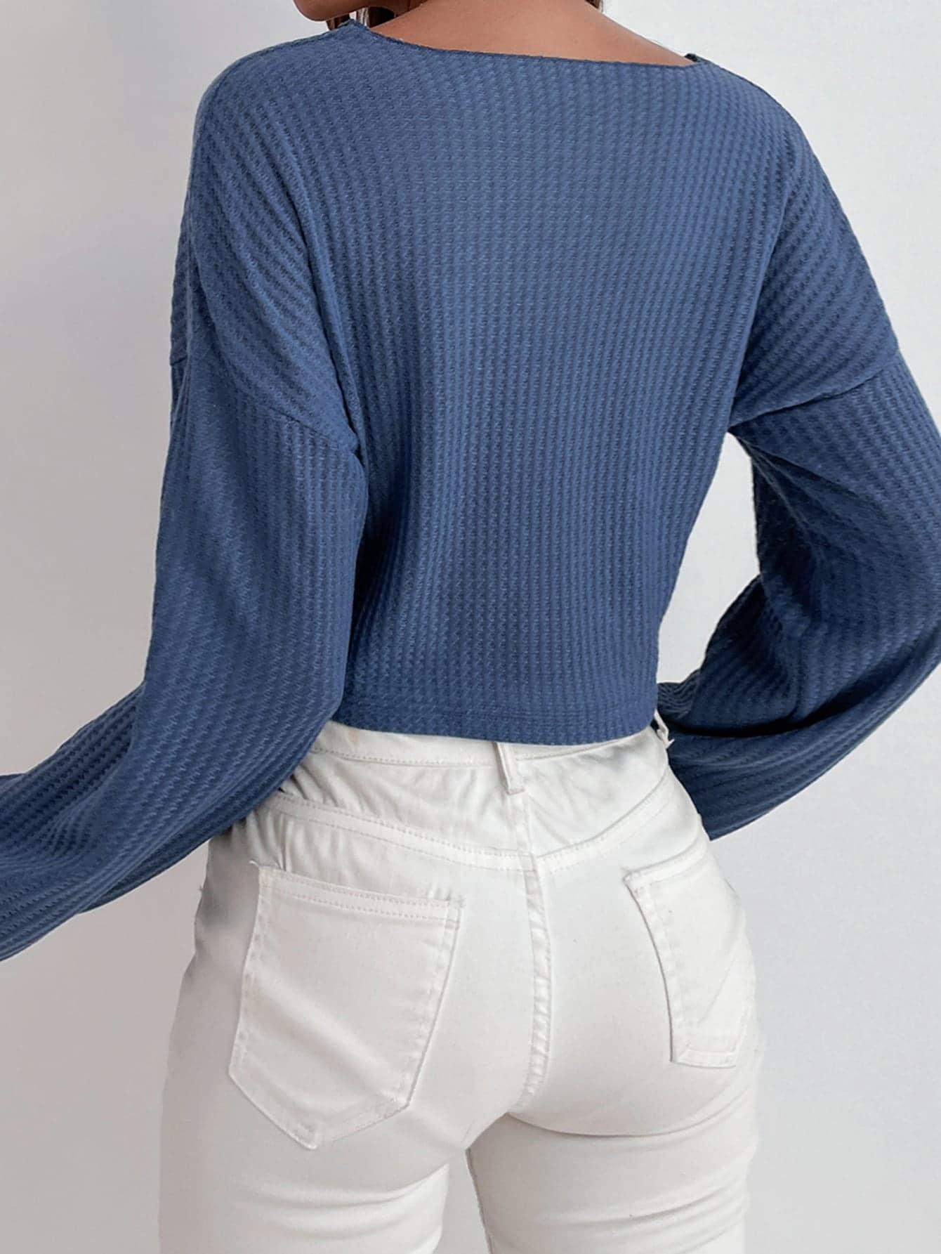 Essnce Drop Shoulder Waffle Knit Tee