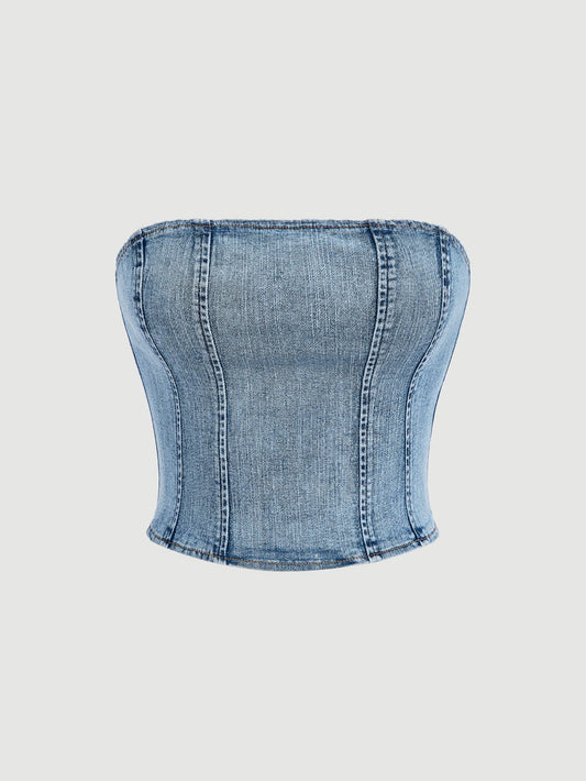 MOD Zip Back Tube Denim Top
