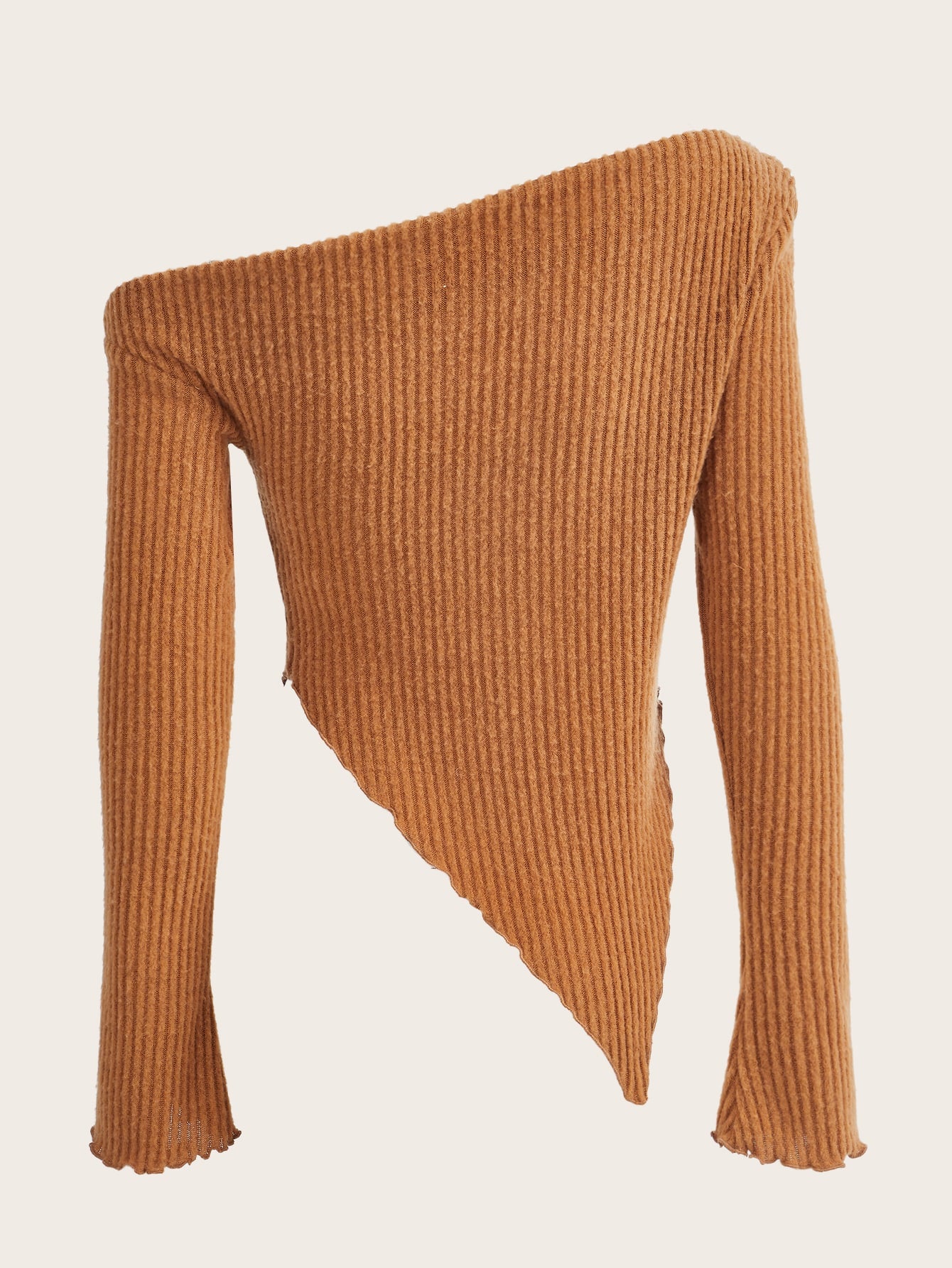 ICON Asymmetrical Neck Lettuce Trim Tee