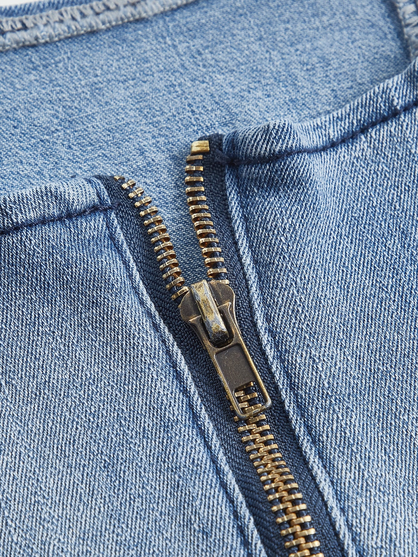 MOD Square Neck Hanky Hem Denim Top